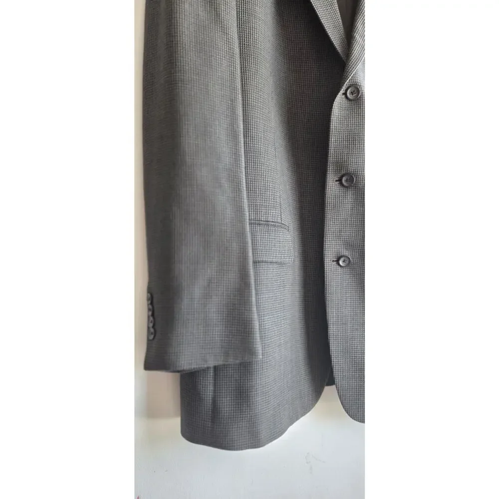 Vintage Oscar De La Renta 3Button Wool Blazer Sport Coat Jacket Men's Gray 44L